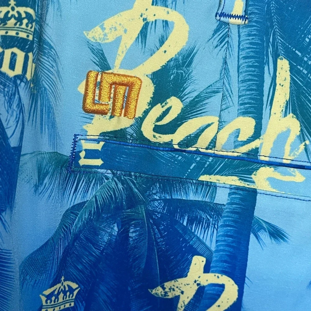 Corona‎ Mens Beach Life Palm Tree Logo Board Shorts Blue Yellow Size 32